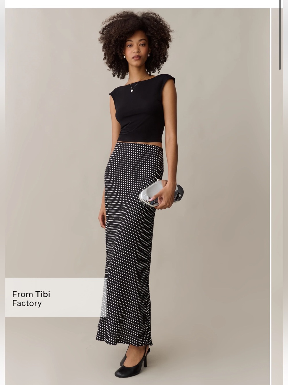 Kourt Astoria Black Ditsy Polkadot Maxi Skirt Tibi Factory New Size XS Few Moda
